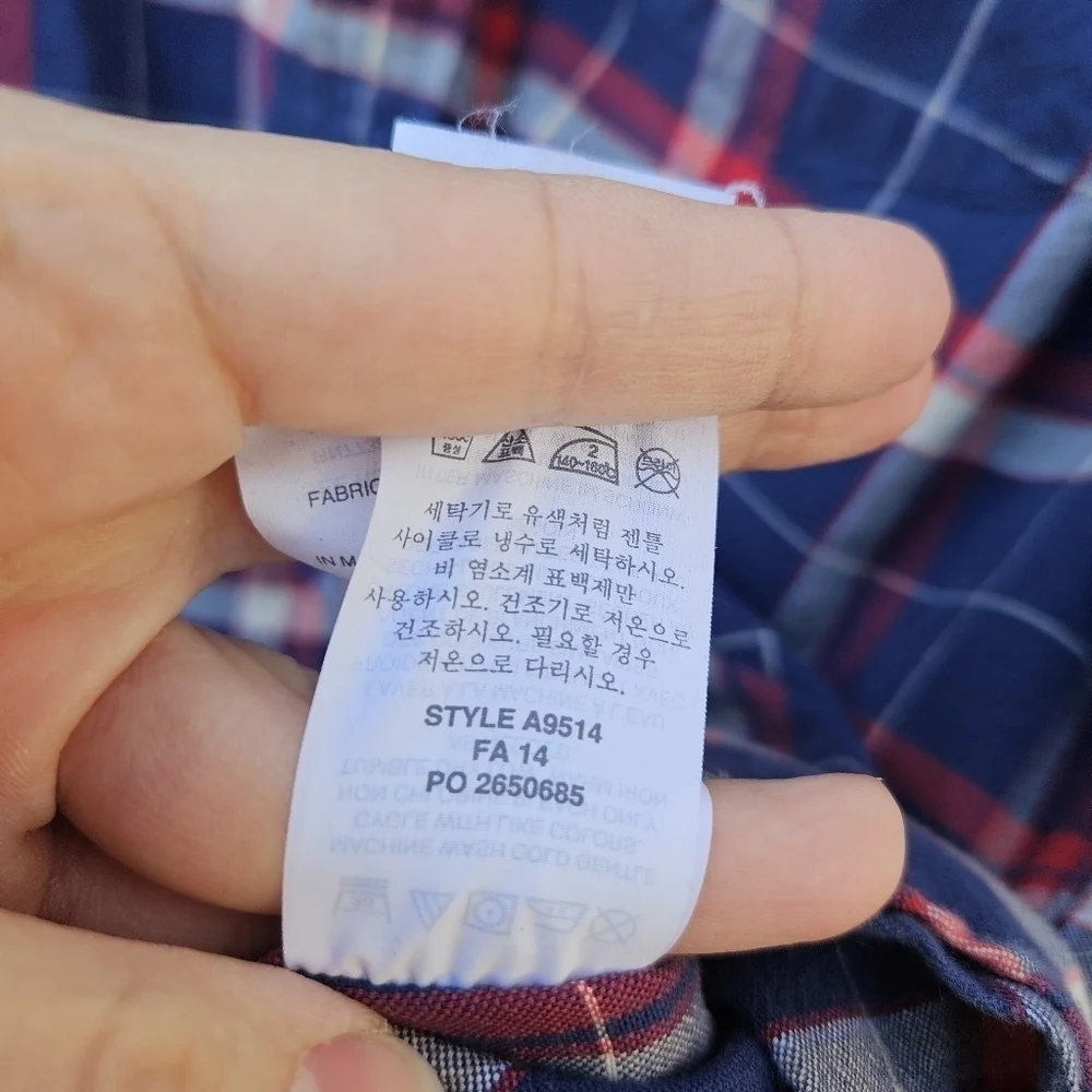 J. Crew slim Oxford button down shirt red blue plaid size large